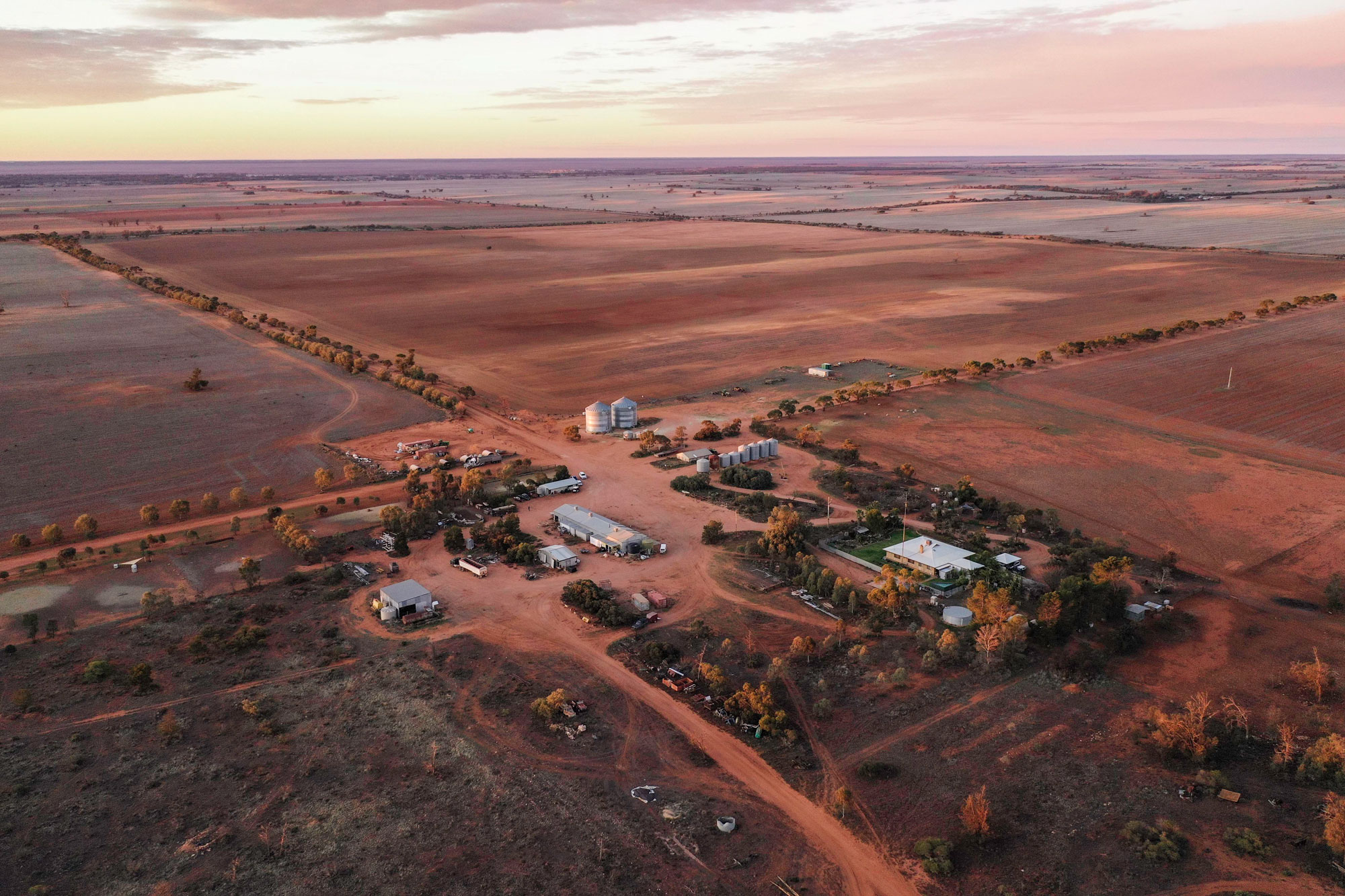 An aerial view of a farm in Victoria.